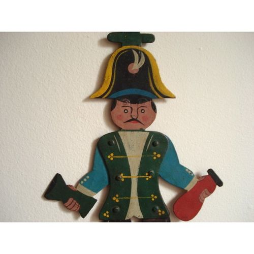 OLD antique Iron Painted Folk Art Jointed Man Mobile wall hanging toy European