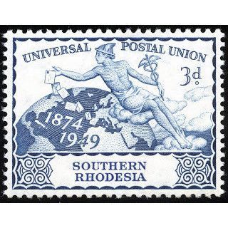 Southern Rhodesia KGVI 1949 UPU 75th 3d Blue Unmounted Mint NHM SG 69 stamp