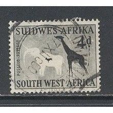 SouthWestAfrica.SG157 4d "White Elephant&Giraffe" (rock painting).F/Used.July15