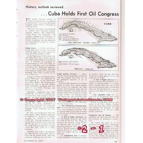 CUBA HOLDS FIRST OIL CONGRESS 1955 petroleum industry vintage article