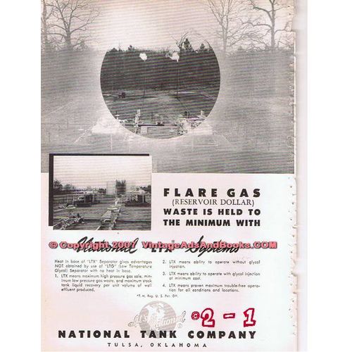 NATIONAL TANK COMPANY 1955 petroleum oil flare gas vintage ad