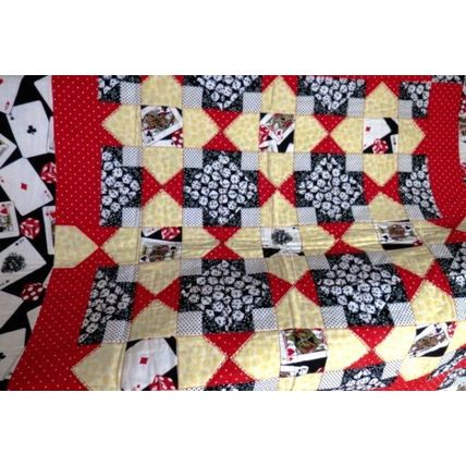 Quilted Homecrafted Table Topper Dicey Chance with Cards 050503TT