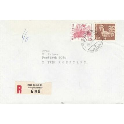 Switzerland 1982 Zurich-Konstanz Germany Registered Cover written VGC