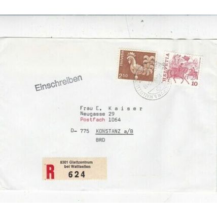 Switzerland 1983 Glattzentrum-Konstanz Germany Registered Cover typed VGC