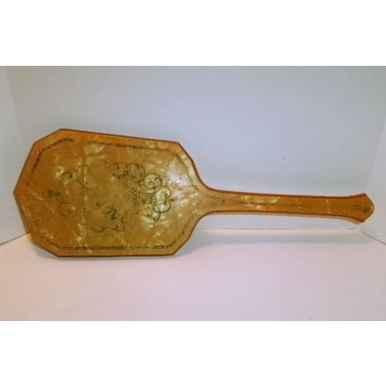 Antique 14" French Ivory Celluloid Hand Mirror
