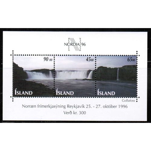 1996 Iceland - Sc# 830 NORDIA / waterfalls souvenir sheet - Mint NH