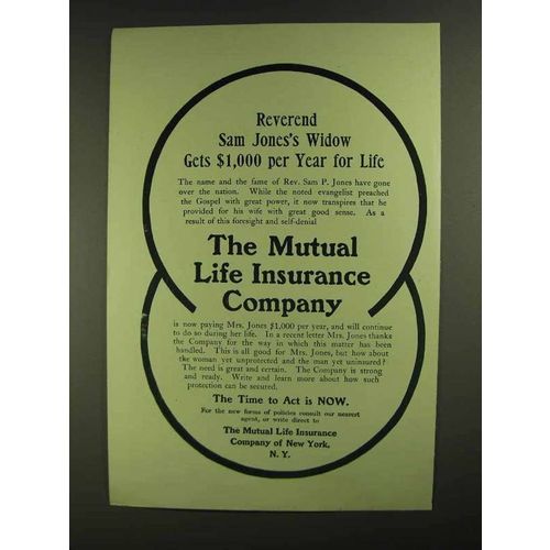 1907 The Mutual Life Insurance Company Ad