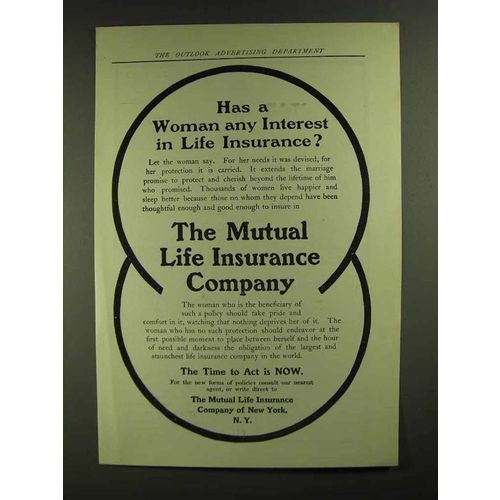 1907 The Mutual Life Insurance Company Ad - A Woman