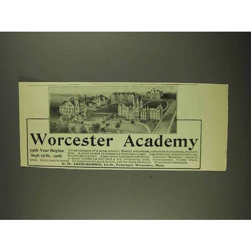 1908 Worcester Academy Ad - NICE!