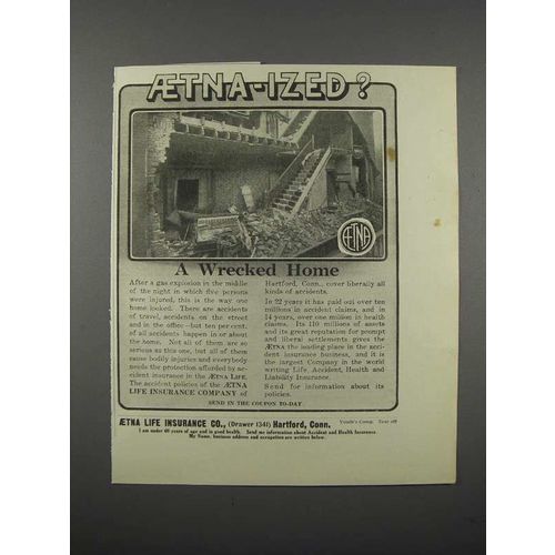 1913 Aetna Life Insurance Ad - A Wrecked Home
