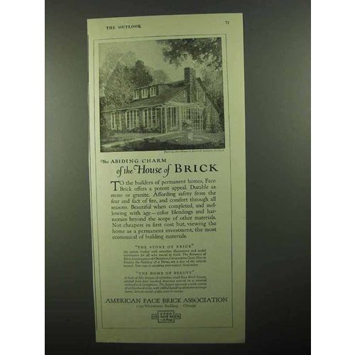 1920 American Face Brick Ad - Robert E. Seyfarth House