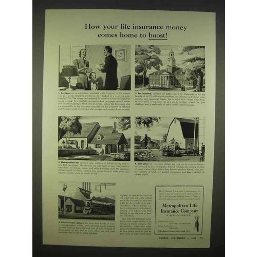 1938 Metropolitan Life Insurance Ad - Comes Home