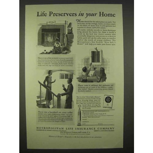 1938 Metropolitan Life Insurance Ad - Life Preservers