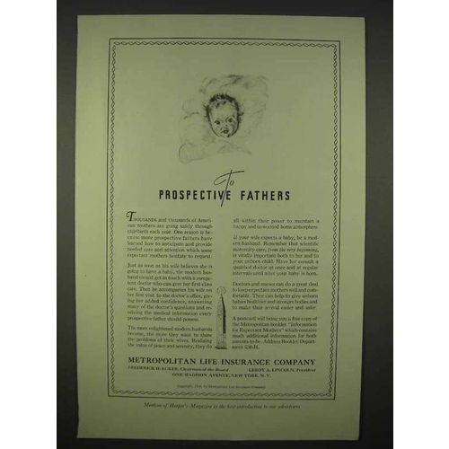 1938 Metropolitan Life Insurance Ad - To Fathers