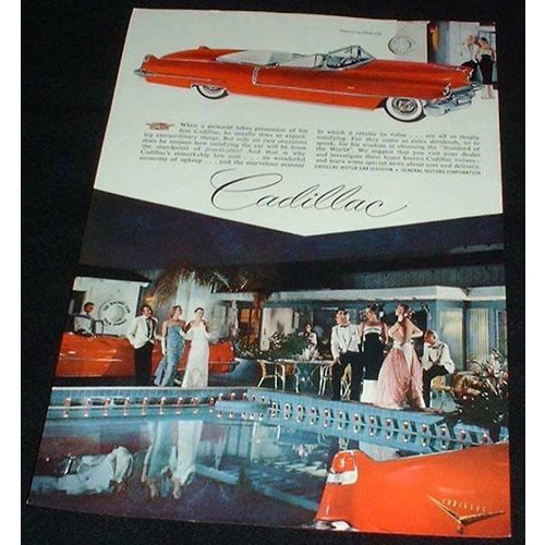 1956 Red Cadillac Convertible Car Ad, NICE!!!