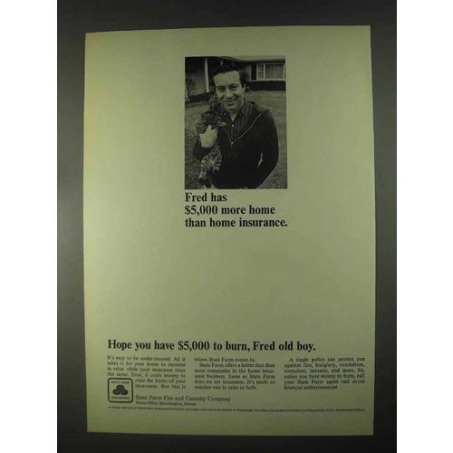 1967 State Farm Insurance Ad - Has $5,000 More Home