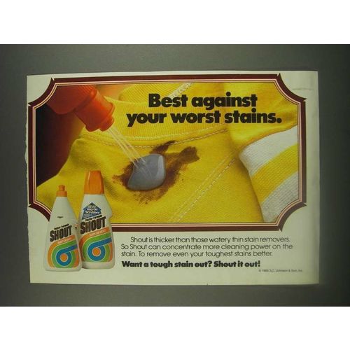 1985 Shout Stain Remover Ad - Best against your worst stains