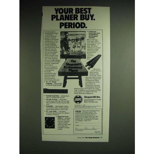 1985 Shopsmith Professional Planer Ad - Your best planer buy. Period
