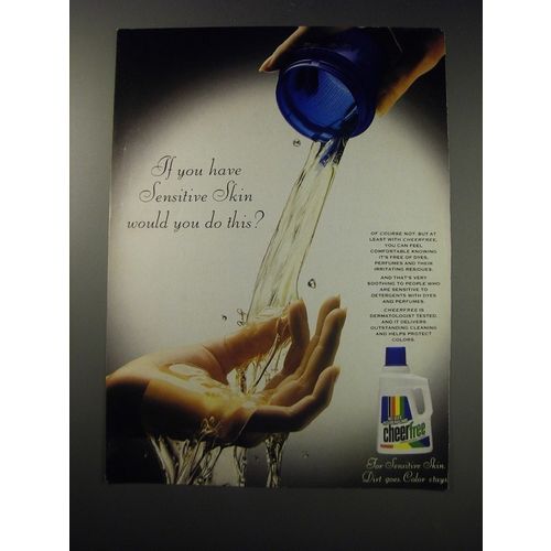 1991 Cheerfree Detergent Ad - If you have sensitive skin would you do this?