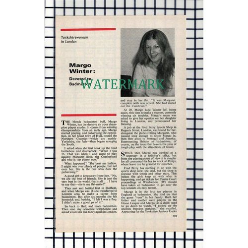 C7169) Margo Winter Badminton - 1974 Small Article