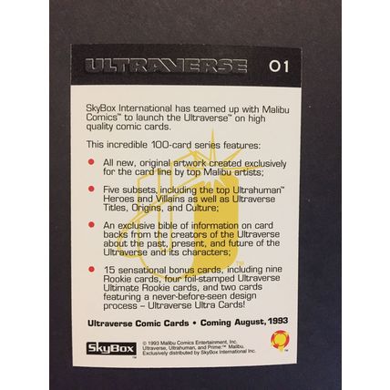 Ultraverse Comic Cards (Series 1) Prime promo card #O1