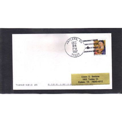 3176 32c Christmas Antlers, OK. (Label/A) CV42902