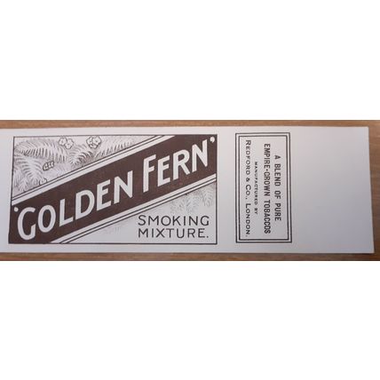 Old 1 Ounce Tobacco Box Label - Redford & Co London Golden Fern Smoking Mixture