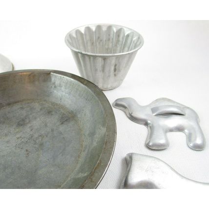 Vintage 10 Pc. Lot of Small Kitchen Items, Molds, Funnel, Milk Bottle Caps, etc.