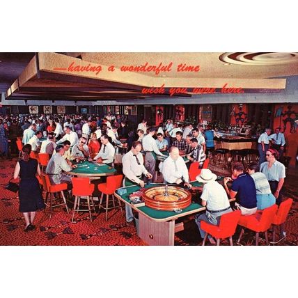 Gambling Casino Roulette Poker Las Vegas Nevada NV Interior View Postcard