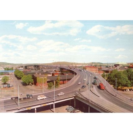 Lorries Traffic Gothenburg Gota River Bridge Sweden 1960s Postcard