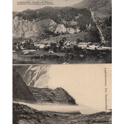Lauterbrunnen Ansicht Von Wengen Staubbach 2x Swiss Postcard s