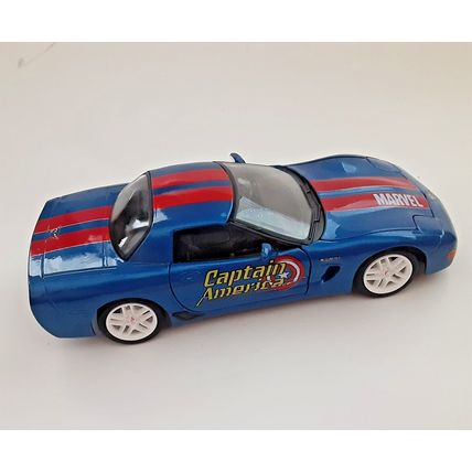 2002 Chevy Corvette Marvel Captain America Maisto Blue Chevrolet 1/25 Loose READ