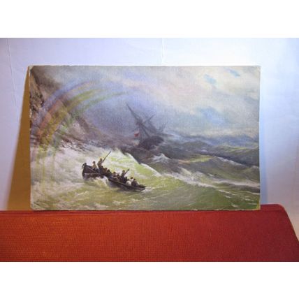 THE STORM by J K AIVAZOVSKI unused antique postcard Russian art =