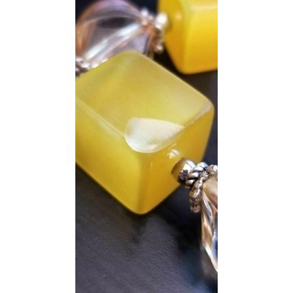 Vintage Yellow Moonglow Cube Necklace Set