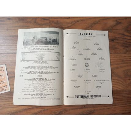 1962 FA Cup Final Programme, Ticket & Songsheet – Burnley vs Tottenham / Spurs
