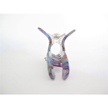 Blue and mixed color marbled design hair claw clip for fine, thin hair