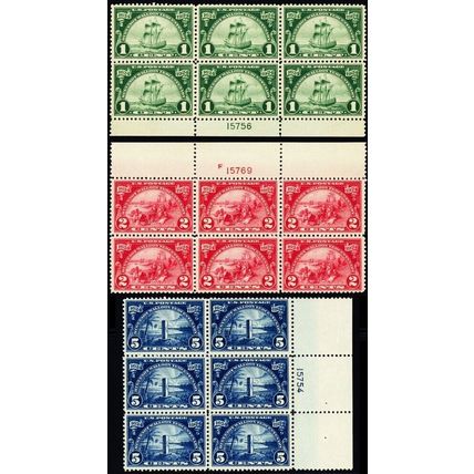 614-16, Mint F-VF NH Plate Blocks of Six CV $520 * Stuart Katz