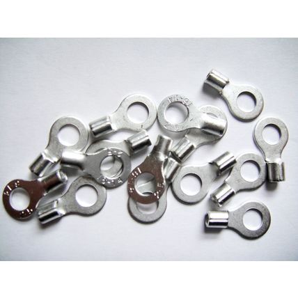 25 Ring Terminals Medium Duty Solder Crimp ¼Inch 6.4mm Hole 1.5mm - 2.5mm Leads