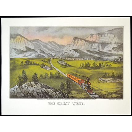 GREAT WEST 1952 Nathaniel Currier - James Merritt Ives - Train PRINT