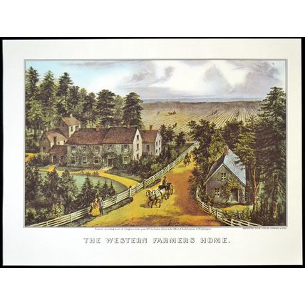WESTERN FARMERS HOME 1952 Nathaniel Currier - James Merritt Ives PRINT