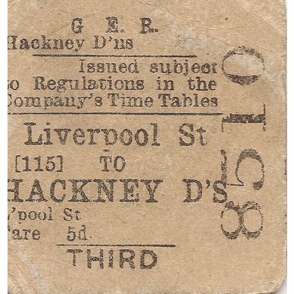 G.E.R. Edmondson Ticket - Liverpool Street to Hackney Downs