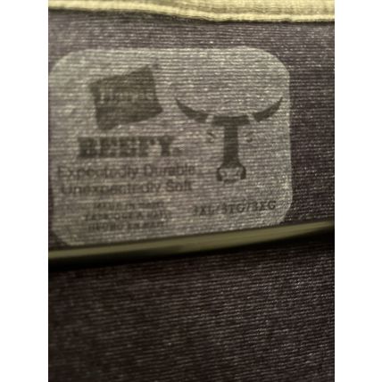 Hanes Beefy Tee Men's Long Sleeve T-Shirt 1/4 Button Blue Size 3XL