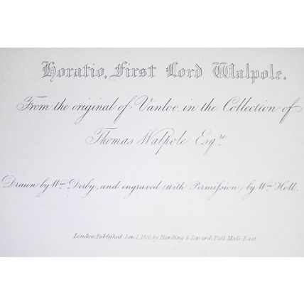 1831 Horatio Walpole - original engraving from Lodge's Portraits. 17x11 inches.