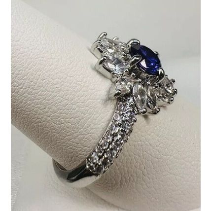Ring Bomb Party Sz10 RBP Flower Radiant Violet Gem Rhodium Pl Costume Jewelry