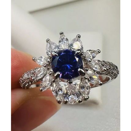 Ring Bomb Party Sz10 RBP Flower Radiant Violet Gem Rhodium Pl Costume Jewelry