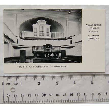 old postcard Wesley Grove Methodist Church, St Helier, Jersey