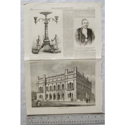 1857 engravings Calcutta plate East India Co., new Townhall Blackburn, Mechi