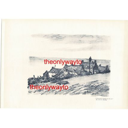 Fisherman's Cottages By The Sea (Homewards, Reverse), Book Illustration, 1913