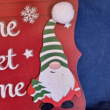 New CHRISTMAS WALL HANGING "Gnome Sweet Gnome" Holiday Decor MDF
