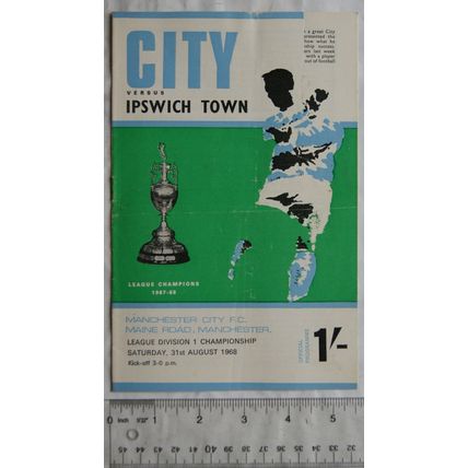 1968 programme Manchester City v. Ipswich Town
